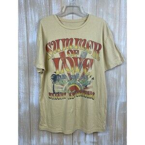 Zoe + Liv Summer of Love 1985 GRAPHIC YELLOW Short Sleeve T-Shirt Mens S/M